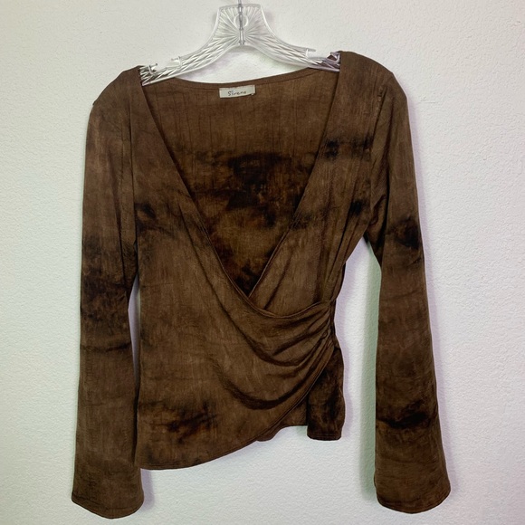 Sirens Tops - Sirens sewn faux wrap top with bell sleeves